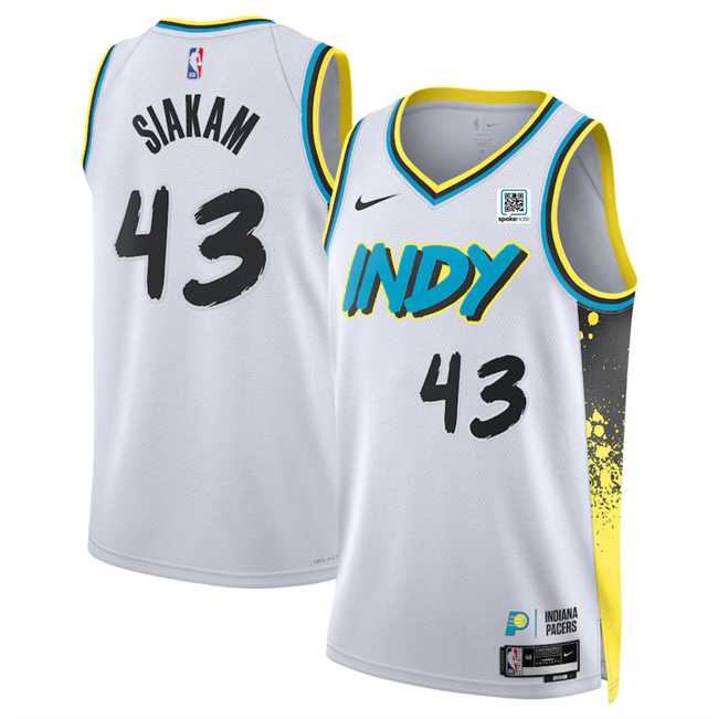 Men%27s Indiana Pacers #43 Pascal Siakam White 2024-25 City Edition Stitched Jersey Dzhi